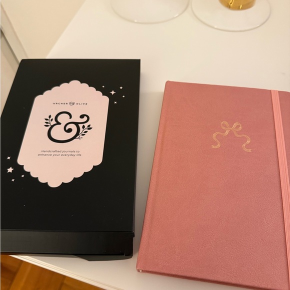 Archer & Olive A5 Pink Bow Dot Grid Notebook ; - Picture 2 of 2